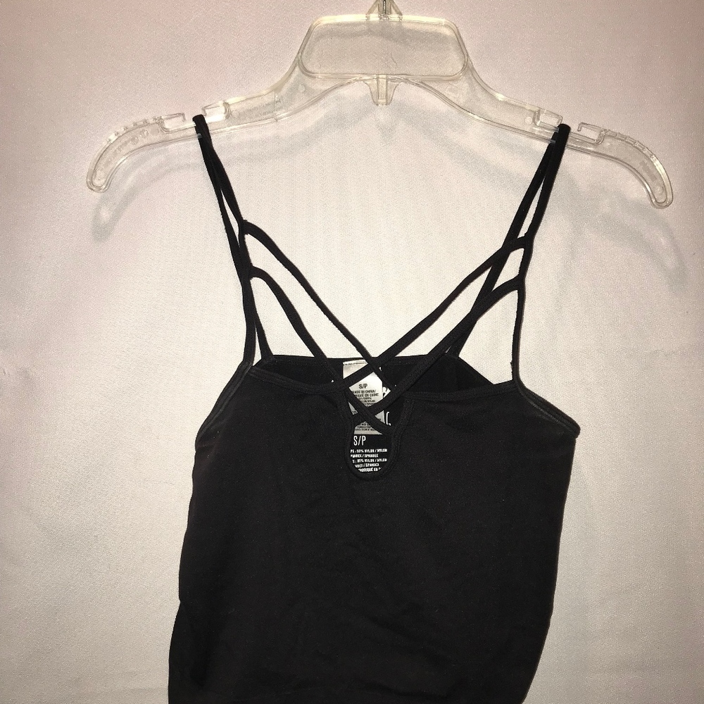 Black crop top with criss cross neckline